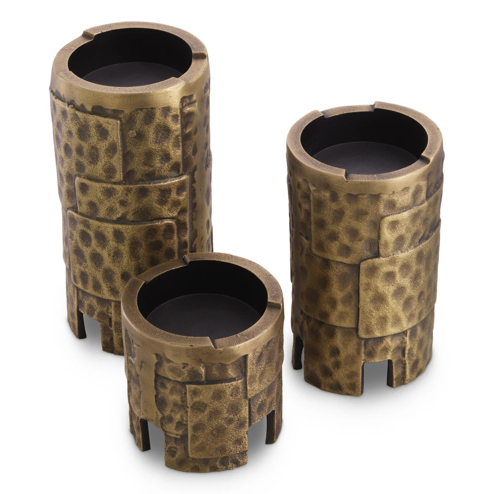 Set 3 suporturi lumanari din Metal Alama D12.5cm Laurentios Eichholtz