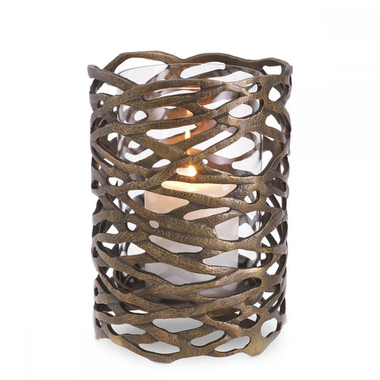 Suport lumanare din Metal/Sticla Alama/Transparent D21.5cm Lanai S Eichholtz