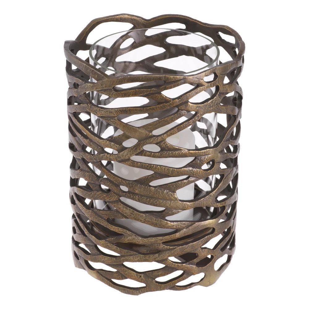 Suport lumanare din Metal/Sticla Alama/Transparent D21.5cm Lanai S Eichholtz