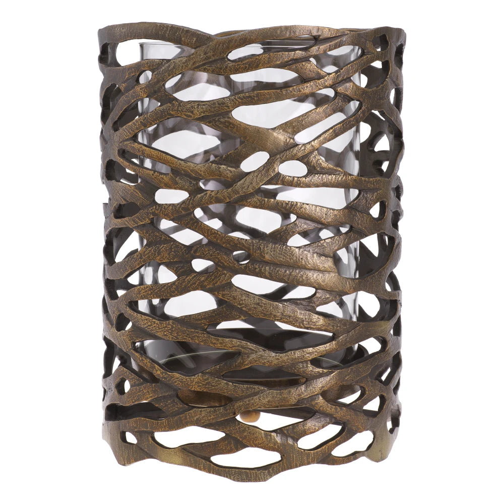 Suport lumanare din Metal/Sticla Alama/Transparent D21.5cm Lanai S Eichholtz