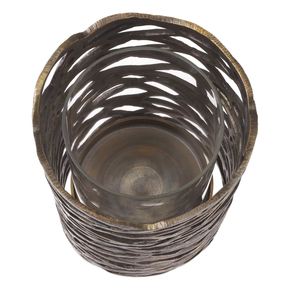 Suport lumanare din Metal/Sticla Alama/Transparent D21.5cm Lanai S Eichholtz