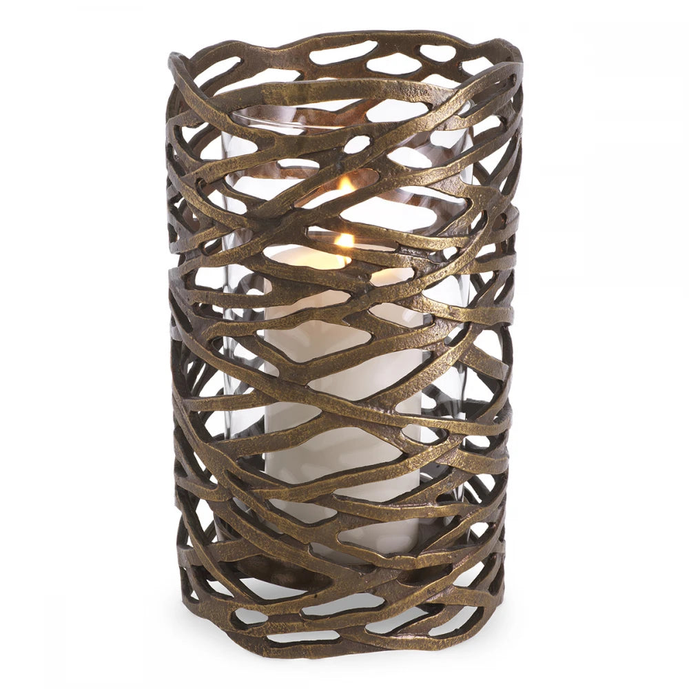 Suport lumanare din Metal/Sticla Alama/Transparent D21.5cm Lanai L Eichholtz