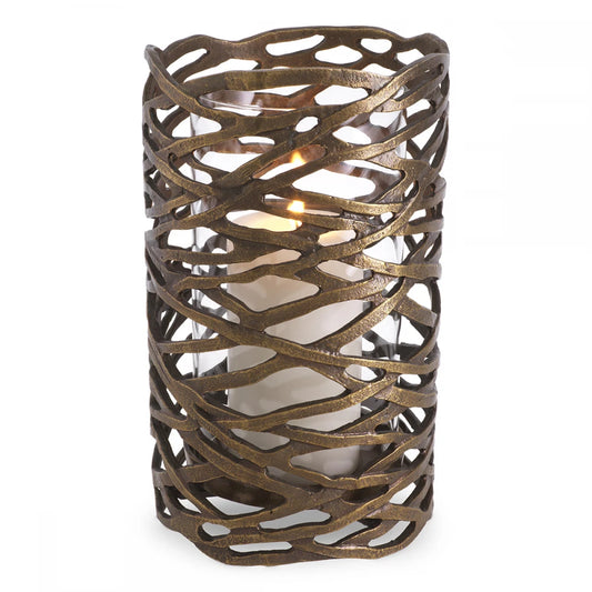 Suport lumanare din Metal/Sticla Alama/Transparent D21.5cm Lanai L Eichholtz