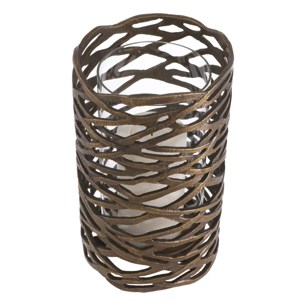 Suport lumanare din Metal/Sticla Alama/Transparent D21.5cm Lanai L Eichholtz