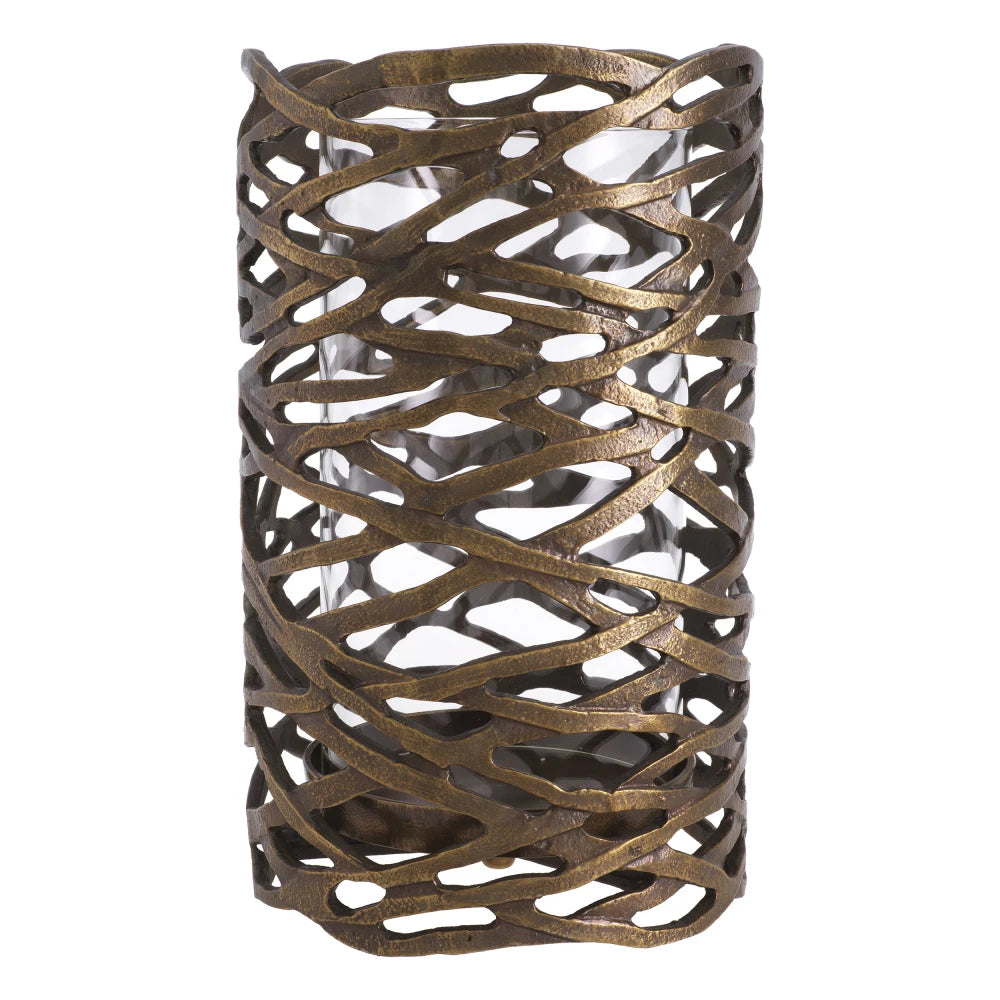 Suport lumanare din Metal/Sticla Alama/Transparent D21.5cm Lanai L Eichholtz