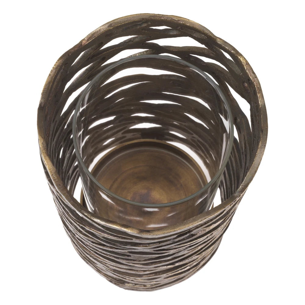 Suport lumanare din Metal/Sticla Alama/Transparent D21.5cm Lanai L Eichholtz