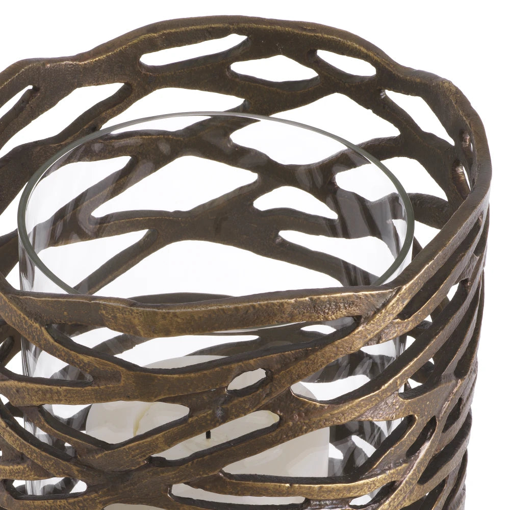 Suport lumanare din Metal/Sticla Alama/Transparent D21.5cm Lanai L Eichholtz