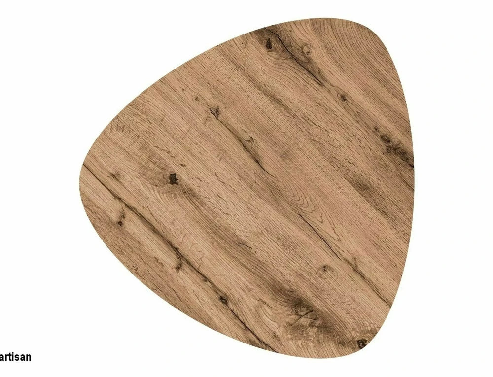 Set 2 masute de cafea din Metal Negru mat si MDF+Furnir Maro L40/60xH48/40cm Twin