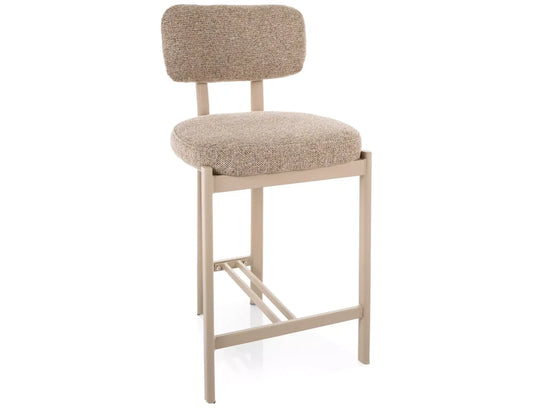Scaun de insula tapitat cu Stofa Bej cu picioare din Metal Bej H92xL45xA49cm Misaki