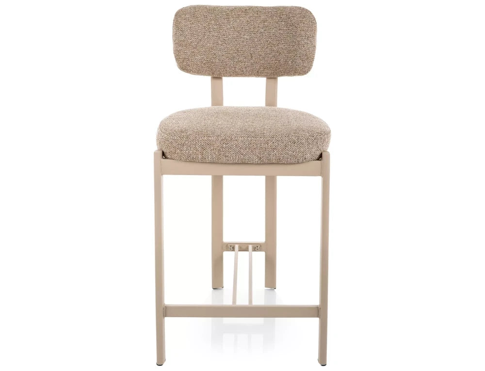 Scaun de insula tapitat cu Stofa Bej cu picioare din Metal Bej H92xL45xA49cm Misaki