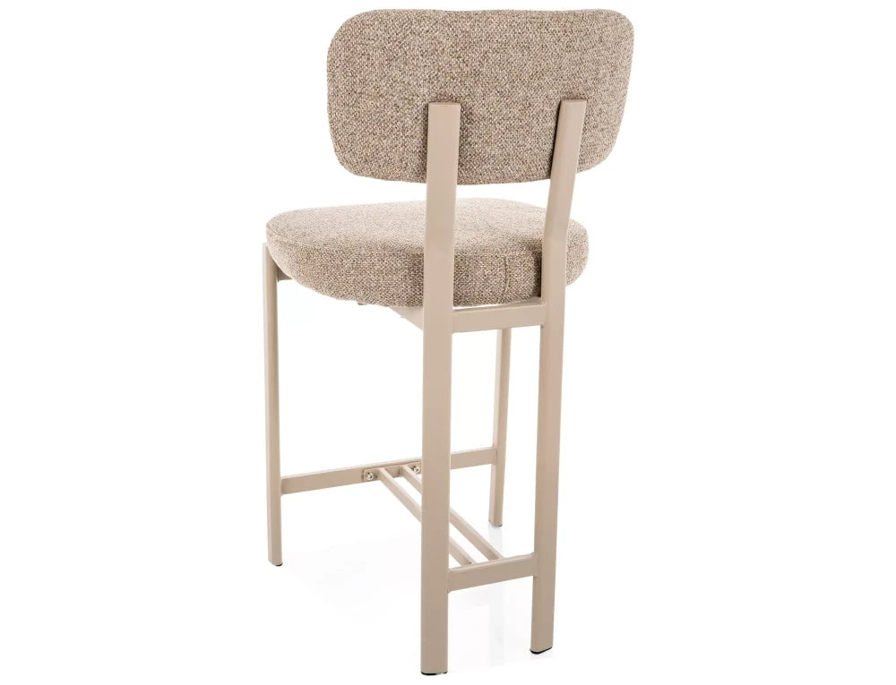 Scaun de insula tapitat cu Stofa Bej cu picioare din Metal Bej H92xL45xA49cm Misaki