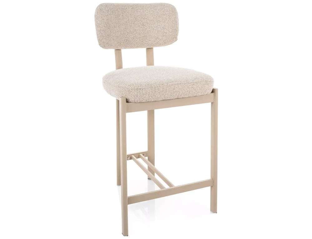 Scaun de insula tapitat cu Stofa Bej deschis cu picioare din Metal Bej H92xL45xA49cm Misaki