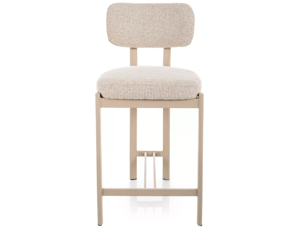 Scaun de insula tapitat cu Stofa Bej deschis cu picioare din Metal Bej H92xL45xA49cm Misaki