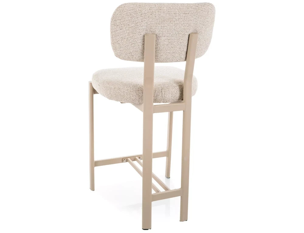 Scaun de insula tapitat cu Stofa Bej deschis cu picioare din Metal Bej H92xL45xA49cm Misaki