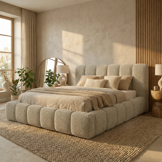 Pat tapitat cu material boucle Bej 180 x 200 Dallas Slim