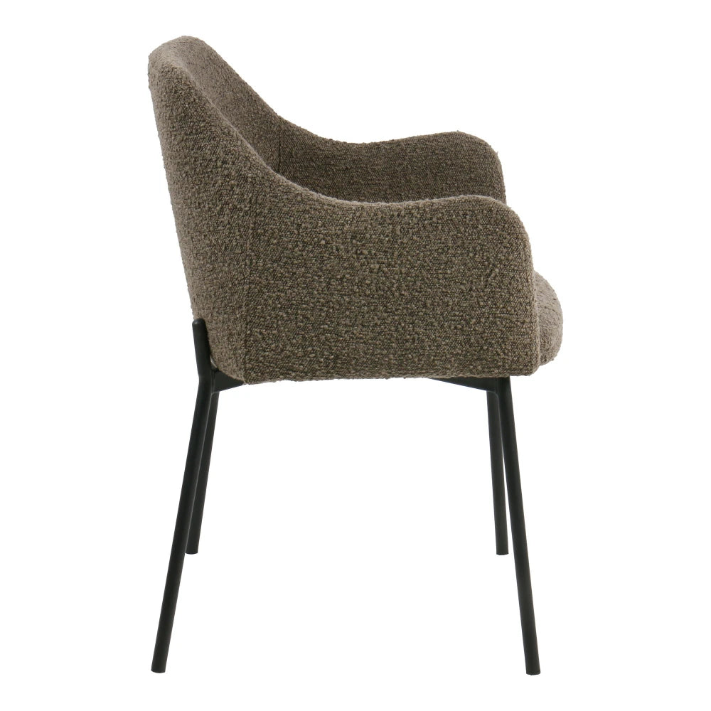 Set 2 scaune din Stofa boucle Maro si Metal Negru L56xH79,5cm Melilla