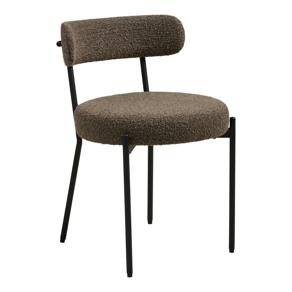 Set 2 scaune din Stofa boucle Maro si Metal Negru L57xH72,5cm Badalona