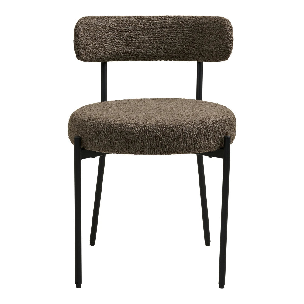 Set 2 scaune din Stofa boucle Maro si Metal Negru L57xH72,5cm Badalona