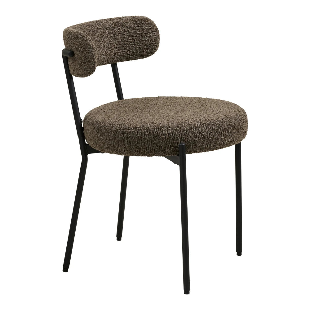 Set 2 scaune din Stofa boucle Maro si Metal Negru L57xH72,5cm Badalona