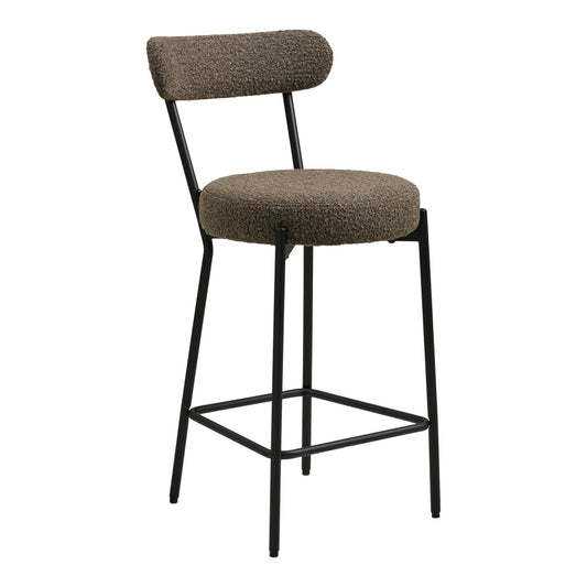Scaun de bar din Stofa boucle Maro si Metal Negru L46xH90cm Badalona