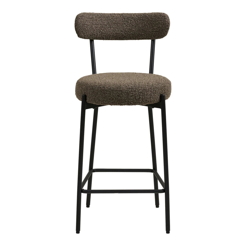 Scaun de bar din Stofa boucle Maro si Metal Negru L46xH90cm Badalona