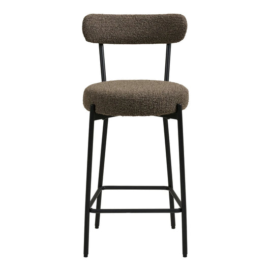 Scaun de bar din Stofa boucle Maro si Metal Negru L46xH90cm Badalona