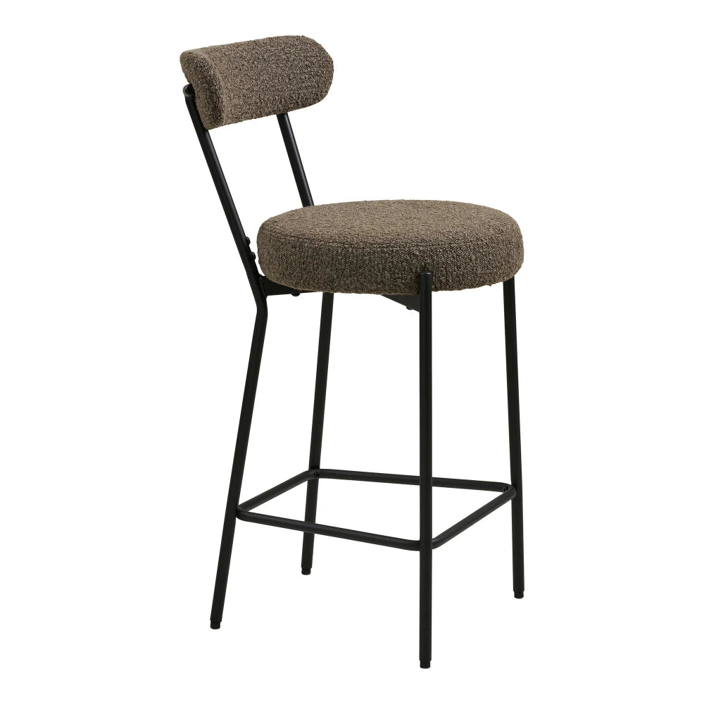 Scaun de bar din Stofa boucle Maro si Metal Negru L46xH90cm Badalona