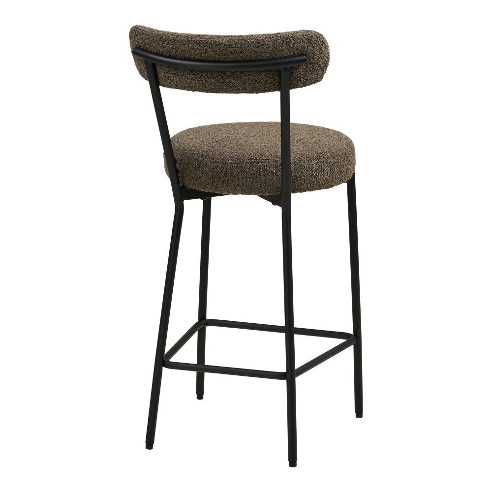Scaun de bar din Stofa boucle Maro si Metal Negru L46xH90cm Badalona