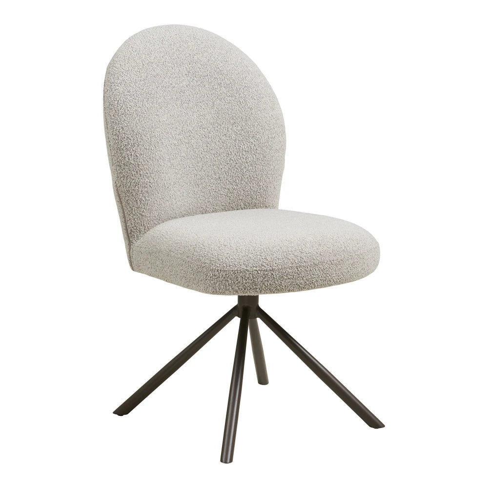 Scaun rotativ din Stofa boucle Bej si Metal Gri L63xH91,5cm Lana
