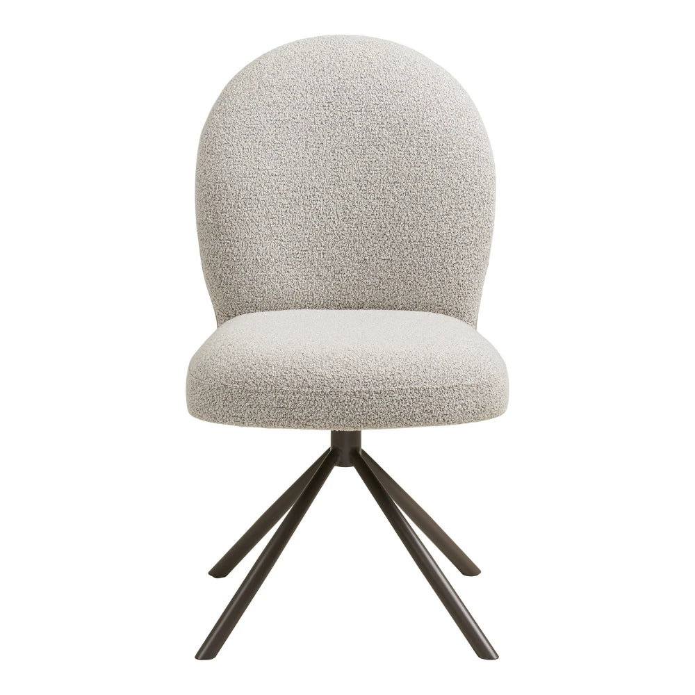 Scaun rotativ din Stofa boucle Bej si Metal Gri L63xH91,5cm Lana