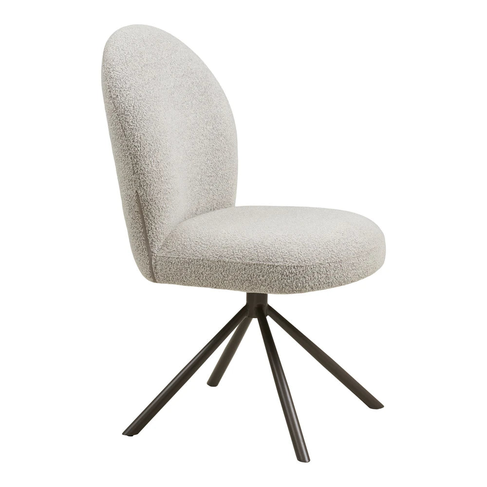 Scaun rotativ din Stofa boucle Bej si Metal Gri L63xH91,5cm Lana