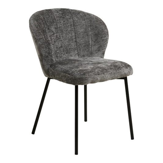 Set 2 scaune din Stofa Gri si Metal Negru L66xH80cm Roanne