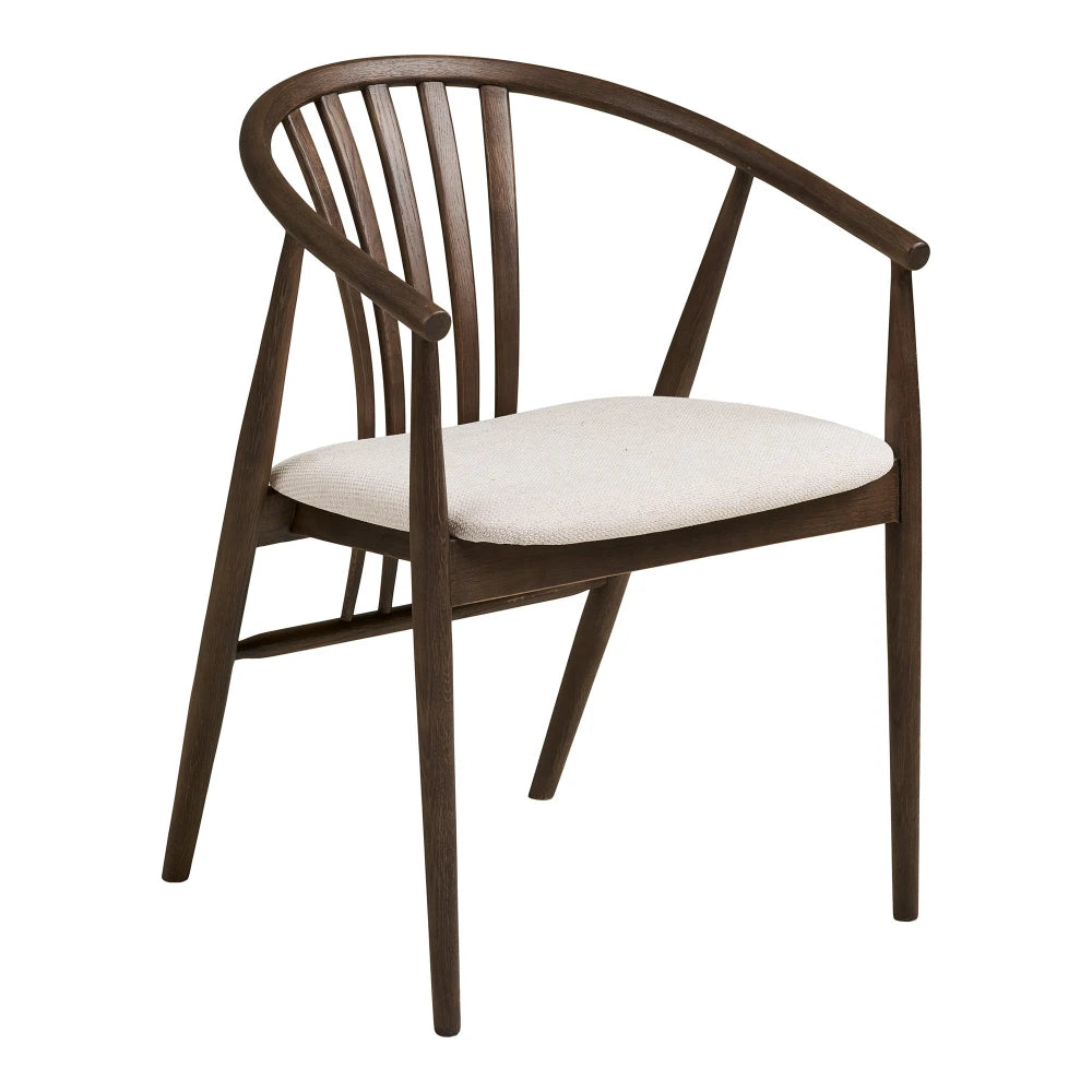 Scaun din Stofa Bej si Lemn de stejar Maro inchis L54xH78cm Agustin
