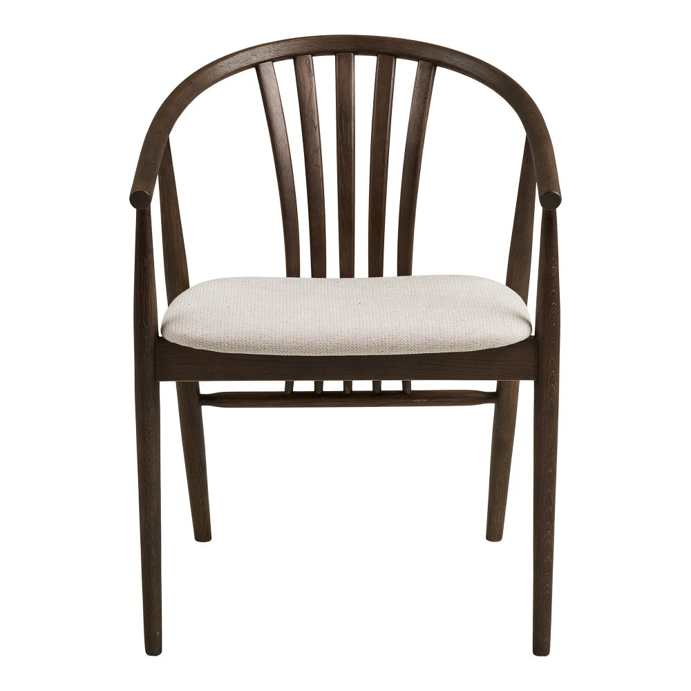 Scaun din Stofa Bej si Lemn de stejar Maro inchis L54xH78cm Agustin