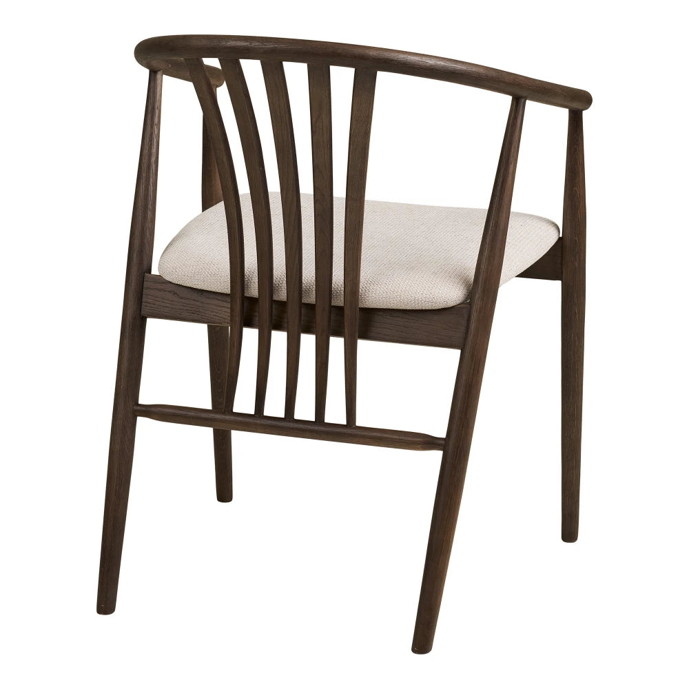 Scaun din Stofa Bej si Lemn de stejar Maro inchis L54xH78cm Agustin