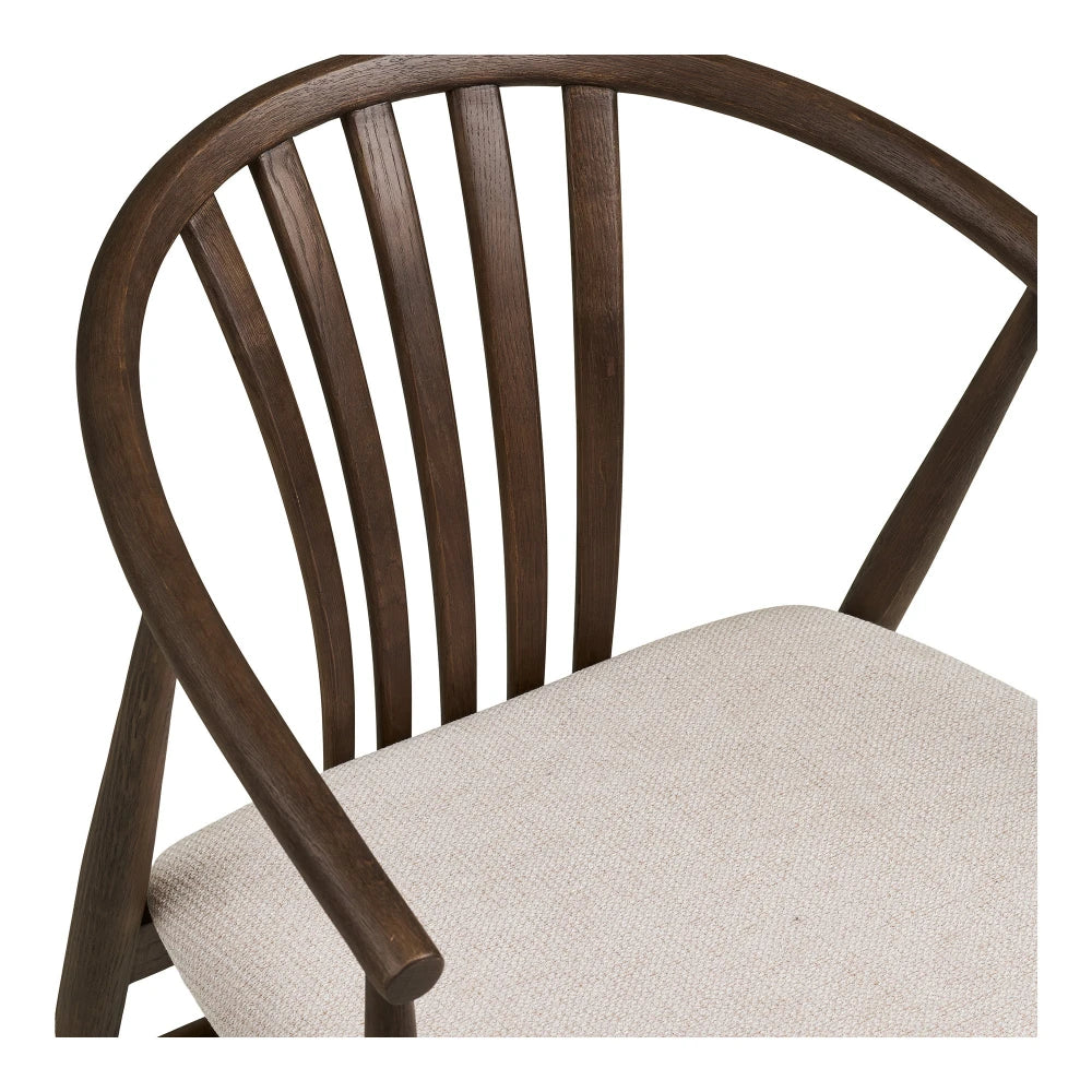 Scaun din Stofa Bej si Lemn de stejar Maro inchis L54xH78cm Agustin
