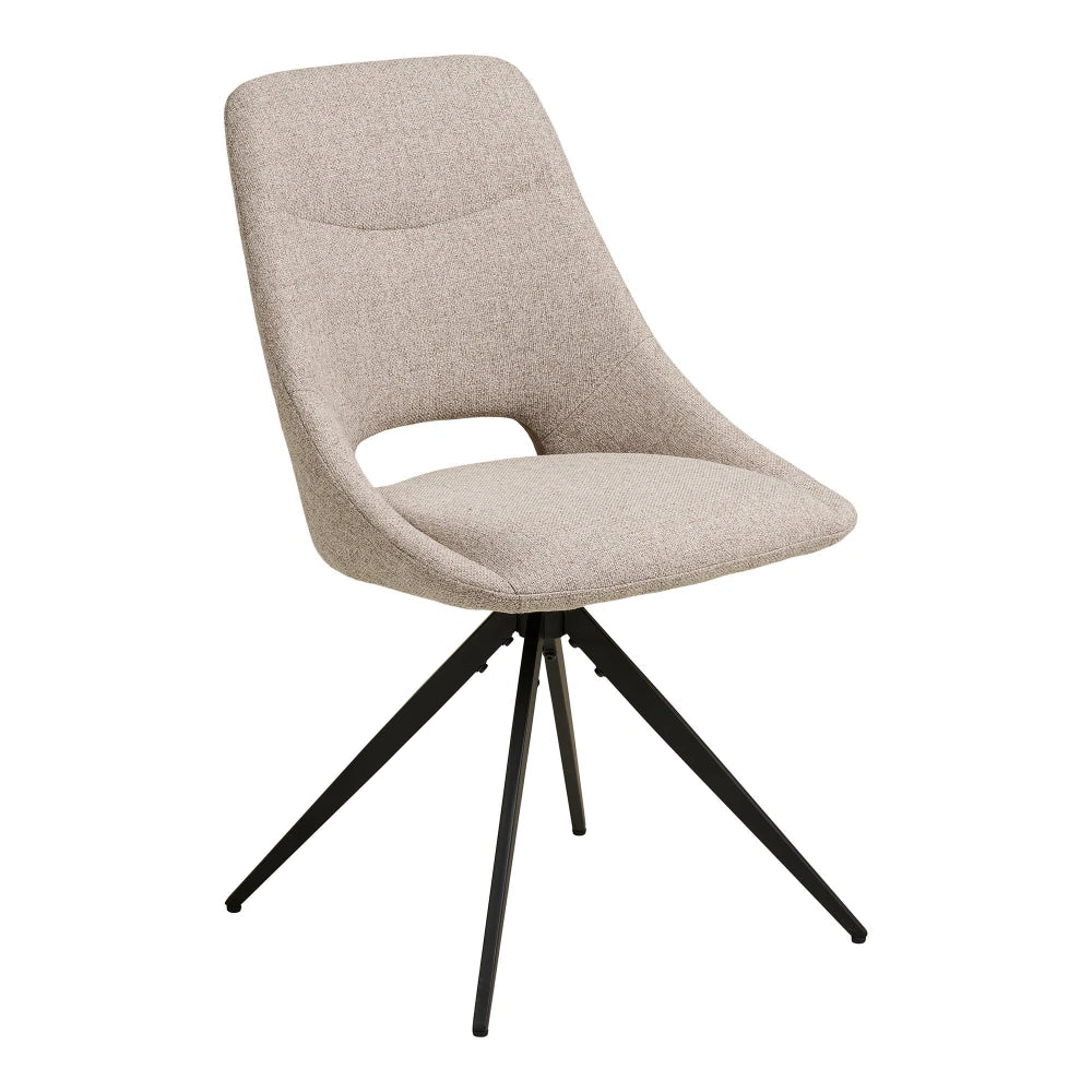 Set 2 scaune rotative din Stofa Bej si Metal Negru L57,5xH87,5cm Dokka