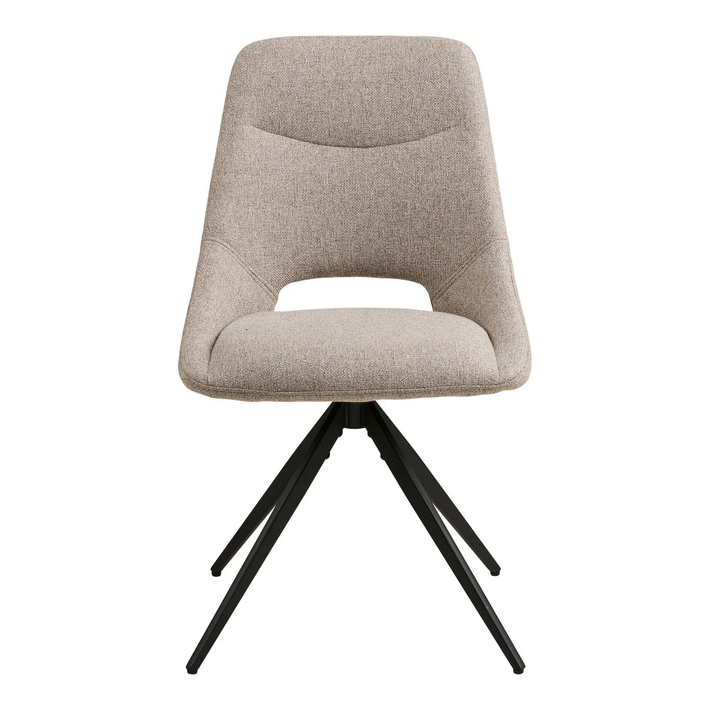 Set 2 scaune rotative din Stofa Bej si Metal Negru L57,5xH87,5cm Dokka