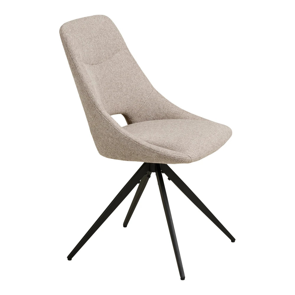 Set 2 scaune rotative din Stofa Bej si Metal Negru L57,5xH87,5cm Dokka