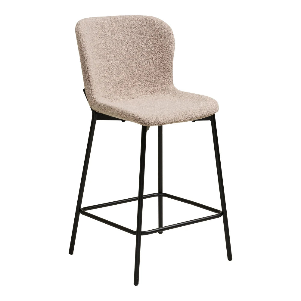 Set 2 scaun de insula din Stofa Bej si Metal Negru L55xH95cm Maceda