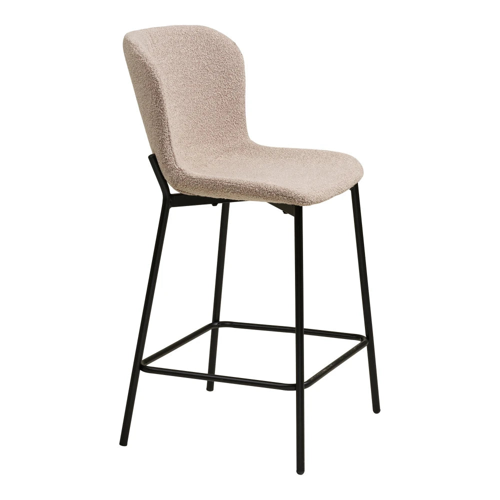 Set 2 scaun de insula din Stofa Bej si Metal Negru L55xH95cm Maceda