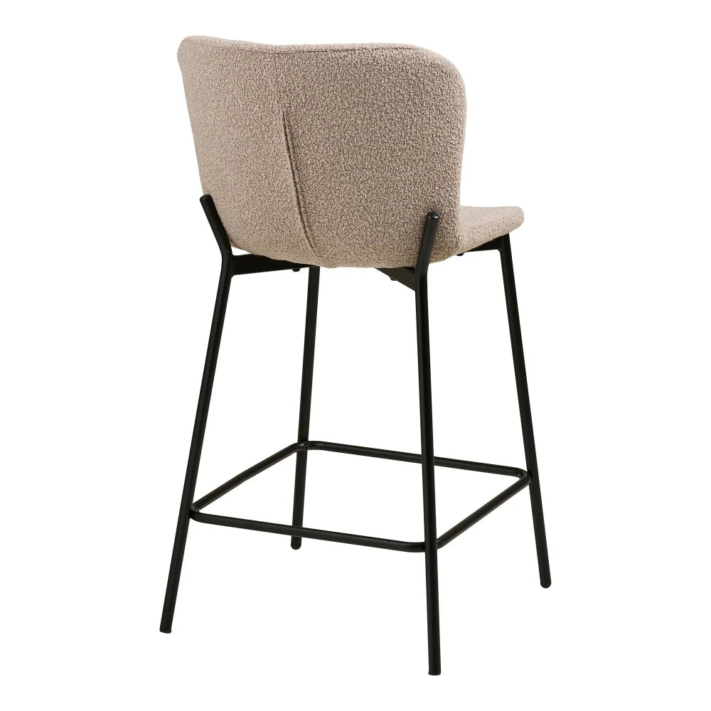 Set 2 scaun de insula din Stofa Bej si Metal Negru L55xH95cm Maceda