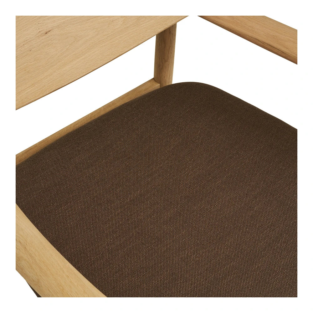 Set fotoliu cu taburet din Stofa Maro si Lemn de stejar Maro L68 / 43xH72 / 38cm Olvera