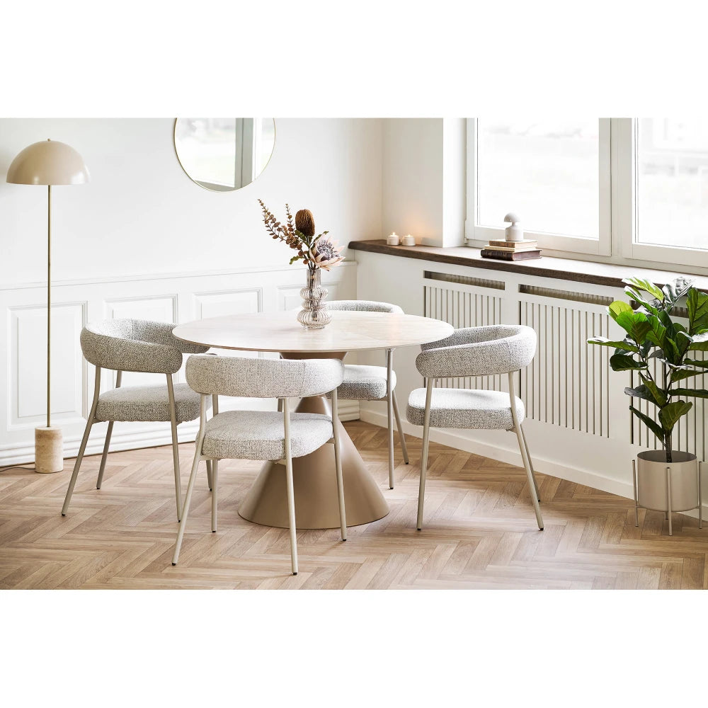 Fotoliu rotativ din Stofa Maro si Metal Bronz L87,5xH90cm Blenheim