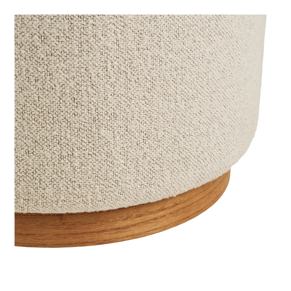 Puf din Stofa Bej si Lemn Maro D50xH41cm Daisy
