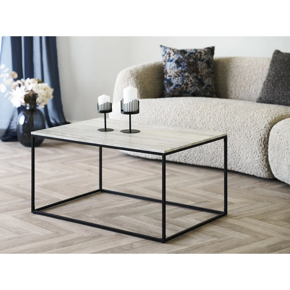 Masuta de cafea din Metal Negru si PAL Bej L60xH45cm Vita