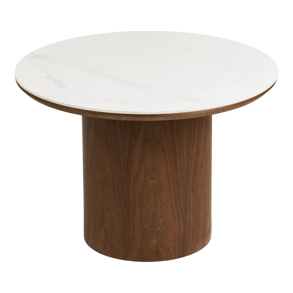 Masuta de cafea din MDF+Furnir de frasin Maro si Ceramica Alb D60xH42cm Noli