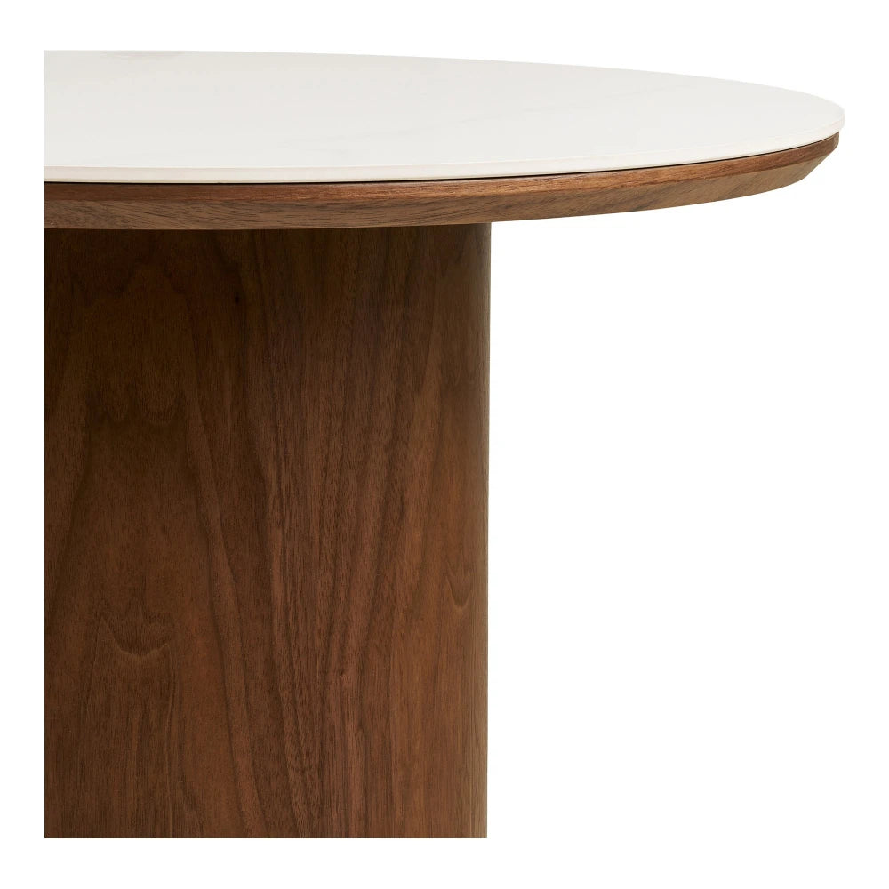 Masuta de cafea din MDF+Furnir de frasin Maro si Ceramica Alb D60xH42cm Noli