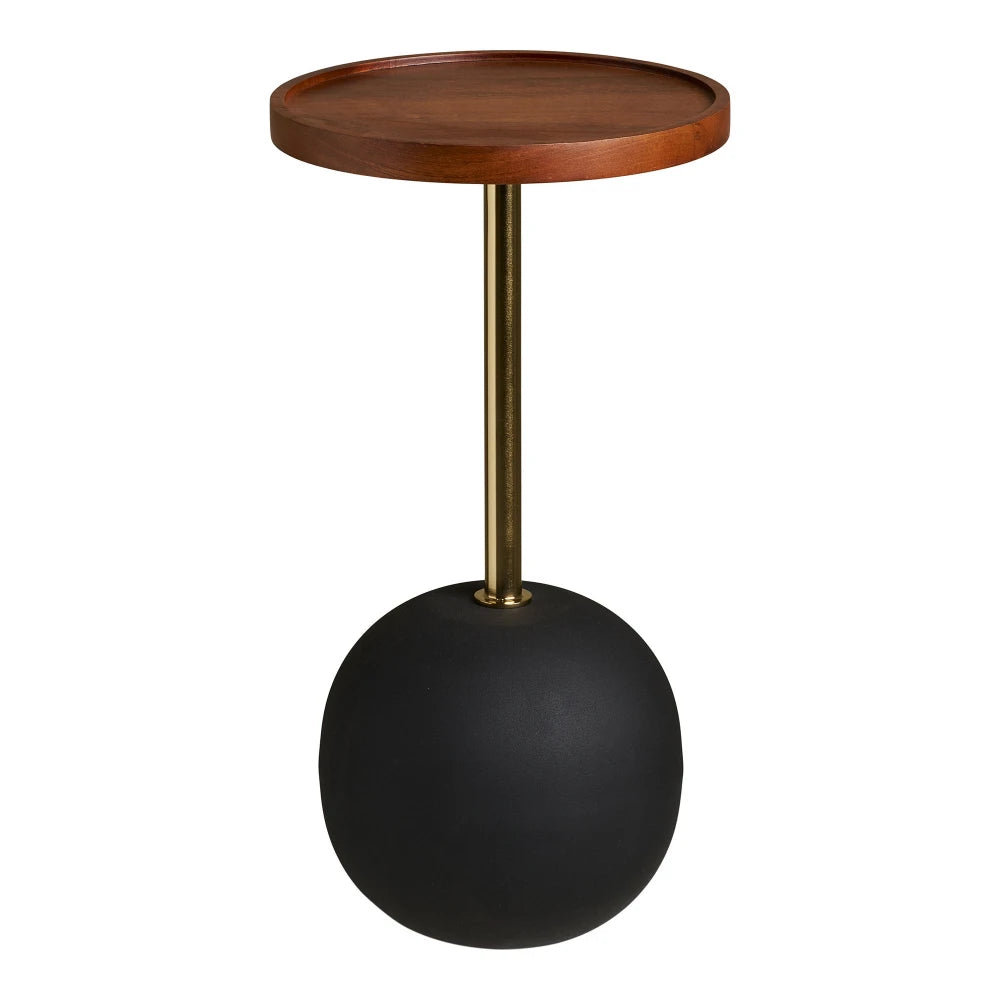Masuta laterala din Metal Alama/Negru si Lemn de mango Maro D30xH56cm Sirone