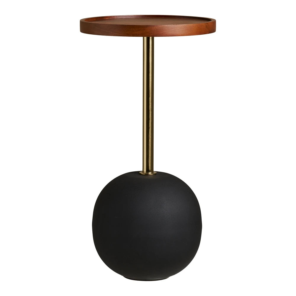 Masuta laterala din Metal Alama/Negru si Lemn de mango Maro D30xH56cm Sirone